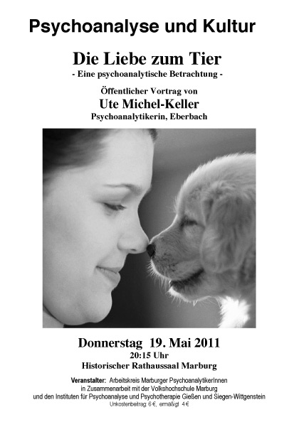 Plakat Veranstaltung "Die Liebe zum Tier"
