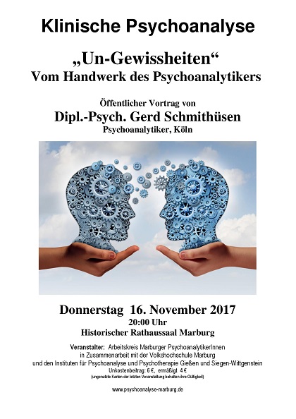 Plakat Veranstaltung klinische Psychoanalyse Handwerk des Psychoanalytikers